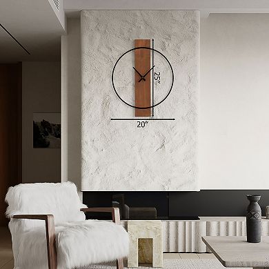 Clockswise Decorative Modern Wall Clock with Metal Frame on Rectangular Wood Board