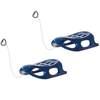 Outdoor Snow Sleigh Ice Sled Toy, Two Rider, Solid Hard Plastic with Pull Rope