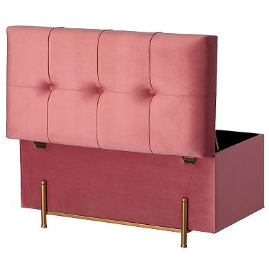 Velvet Storage Ottoman Stool with Legs