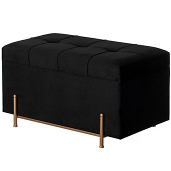 Velvet Storage Ottoman Stool with Legs
