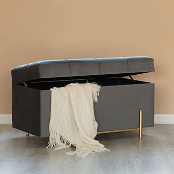 Velvet Storage Ottoman Stool with Legs