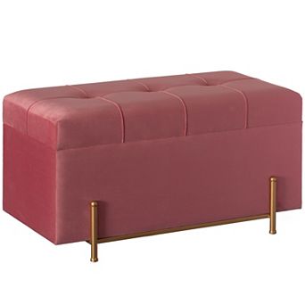 Velvet Storage Ottoman Stool with Legs