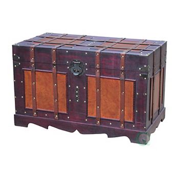 Large Antique Style Steamer Trunk, Decorative Storage Box
