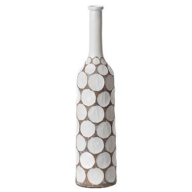 Tall floor vases, Decorative Contemporary Floor Vase White Carved Divot Bubble Design with Tall Neck