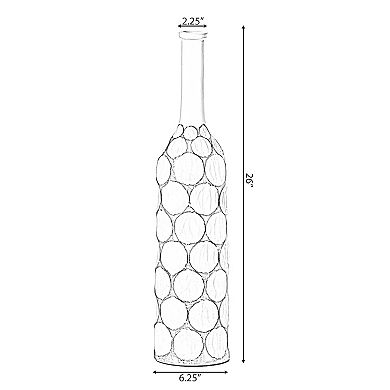 Tall floor vases, Decorative Contemporary Floor Vase White Carved Divot Bubble Design with Tall Neck