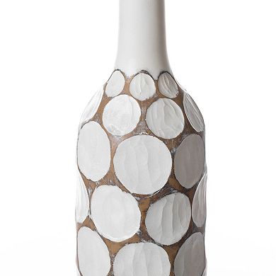 Tall floor vases, Decorative Contemporary Floor Vase White Carved Divot Bubble Design with Tall Neck
