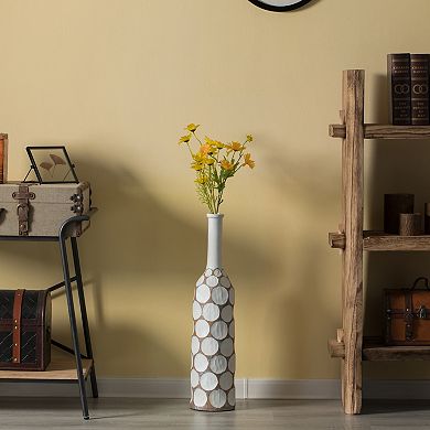 Tall floor vases, Decorative Contemporary Floor Vase White Carved Divot Bubble Design with Tall Neck