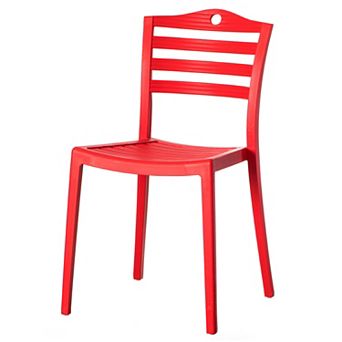 Stackable Modern Plastic Indoor and Outdoor Dining Chair with Ladderback Design for All Weather Use