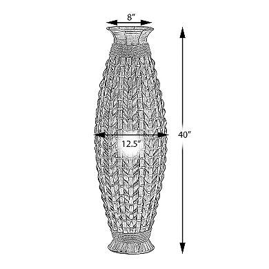 Tall Bamboo Floor Standing Vase with Wicker Woven Design