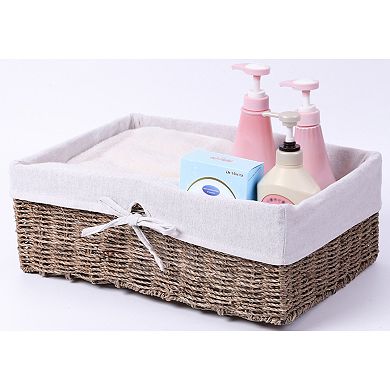 Large Seagrass Shelf Storage Basket with White Lining