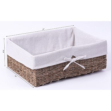 Large Seagrass Shelf Storage Basket with White Lining