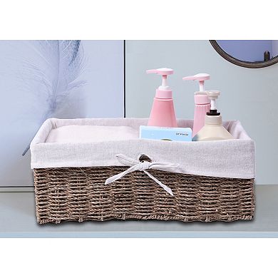 Large Seagrass Shelf Storage Basket with White Lining