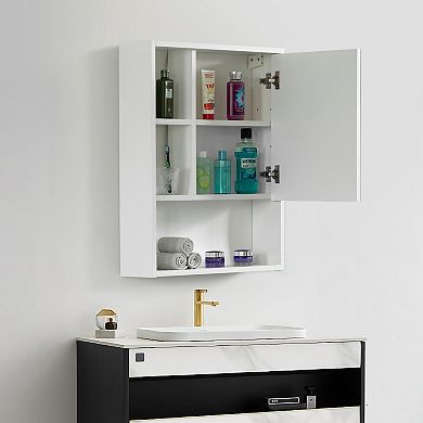 Wall Mount Bathroom Mirrored Storage Cabinet with Open Shelf , 2 ...