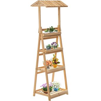 Multi-Functional Wooden Shelf Plant Stand, Storage Rack and Bookcase