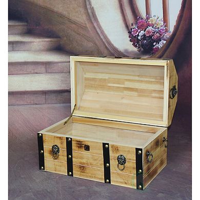 Large Wooden Pirate Lockable Trunk with Lion Rings