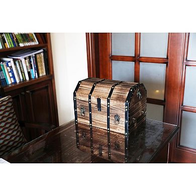 Large Wooden Pirate Lockable Trunk with Lion Rings