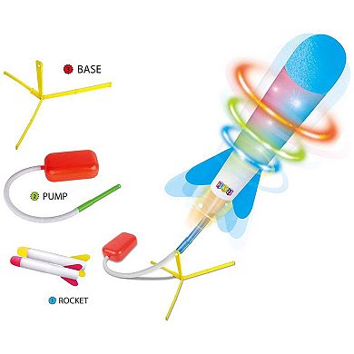 Toy Rocket Launcher for Kids Led - Shoots Up to 100+ Feet - Includes 6 Foam Rockets, 3 Colors