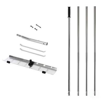 Quickway Imports Snow Rake Shovel, Aluminum Snow & Leaf Removal Tool & Pusher Scraper for House Roof & Car with 24” Rolling Blade, Lightweight 5-21’ Telescoping Extendable Handle & Nonslip Grip