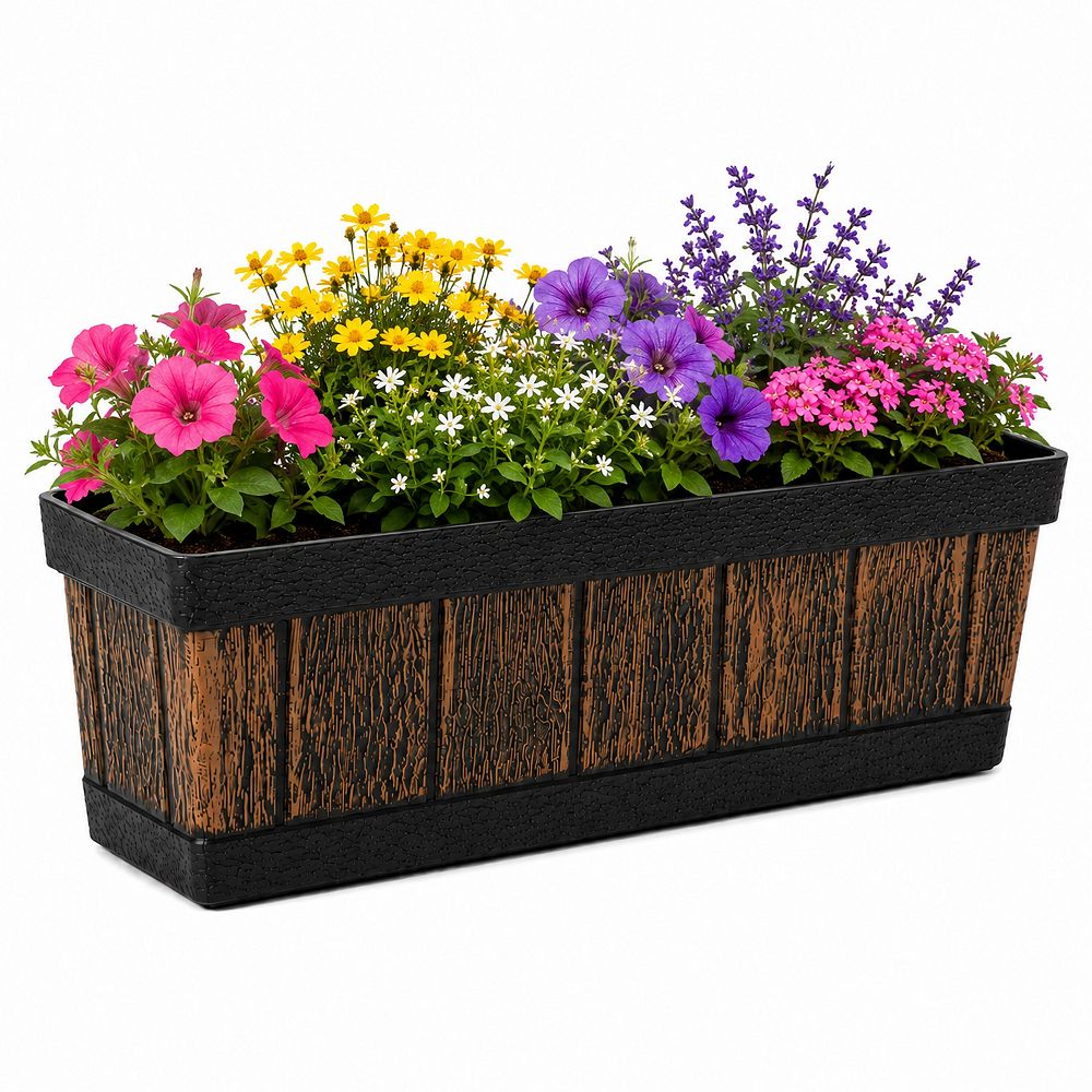 Outdoor and Indoor Rectangle Trough Plastic Planter Box, Vegetables or ...
