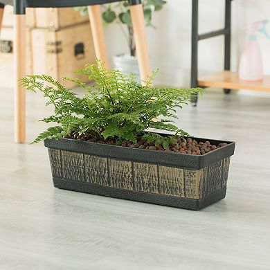 Outdoor and Indoor Rectangle Trough Plastic Planter Box, Vegetables or Flower Planting Pot