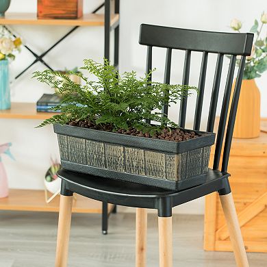 Outdoor and Indoor Rectangle Trough Plastic Planter Box, Vegetables or Flower Planting Pot