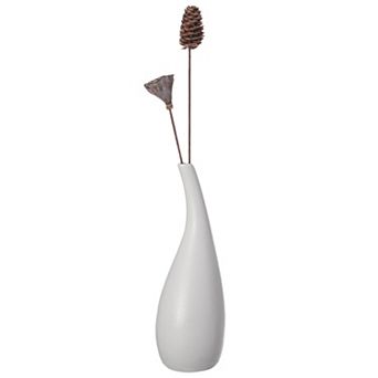 10-inch Medium White Ceramic Water Drop Vase - Modern Teardrop Shape for Home Decor