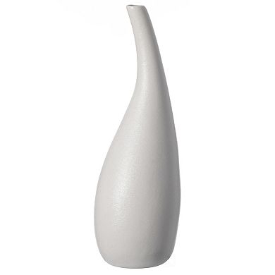10-inch Medium White Ceramic Water Drop Vase - Modern Teardrop Shape for Home Decor