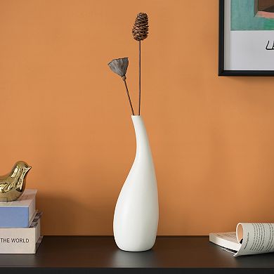 Contemporary Unique Teardrop Shaped Ceramic Table Vase Flower Holder