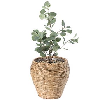 Woven Round Flowerpot Planter Basket with Leak-Proof Plastic Lining
