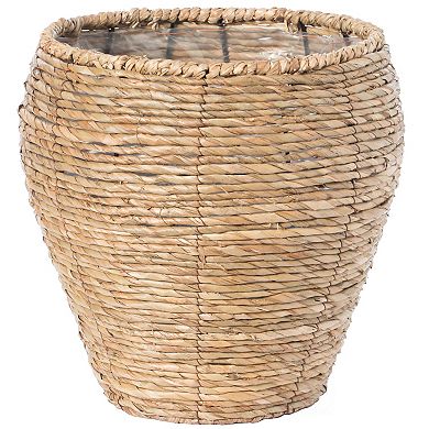 Woven Round Flowerpot Planter Basket with Leak-Proof Plastic Lining
