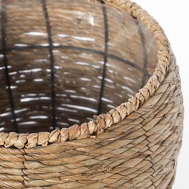 Woven Round Flowerpot Planter Basket with Leak-Proof Plastic Lining