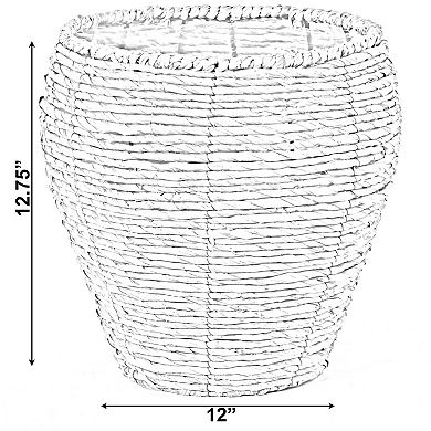 Woven Round Flowerpot Planter Basket with Leak-Proof Plastic Lining