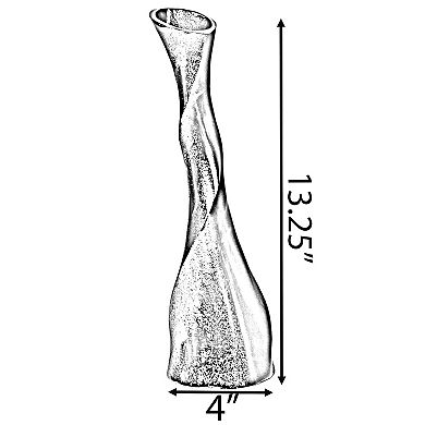 Aluminium-Casted Decorative Twisted Shape Flower Vase, Black Nickel 13.25 Inch