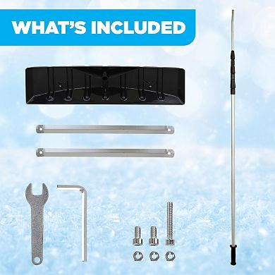 Snow Rake Shovel, Aluminum Snow & Leaf Removal Tool & Pusher Scraper for House Roof & Car with 24” Rolling Blade, Lightweight 5-21’ Telescoping Extendable Handle & Nonslip Grip
