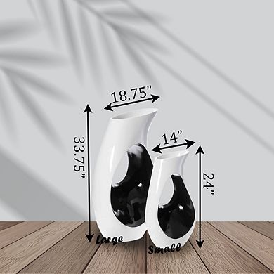 Modern floor vase, White Unique Trumpet Floor Vase, Home Interior Decoration, Tall Floor Vases