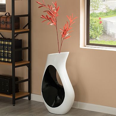 Modern floor vase, White Unique Trumpet Floor Vase, Home Interior Decoration, Tall Floor Vases