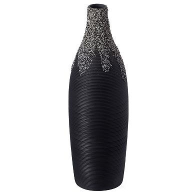 Modern Decorative Ceramic Table Vase Ripped Design Bottle Shape Flower Holder