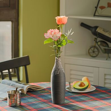 Modern Decorative Ceramic Table Vase Ripped Design Bottle Shape Flower Holder