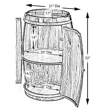 Wooden Wine Barrel Shaped Wine Holder, Bar Storage Lockable Storage Cabinet