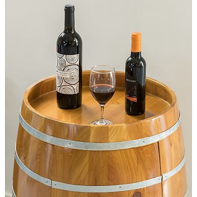 Wooden Wine Barrel Shaped Wine Holder, Bar Storage Lockable Storage Cabinet