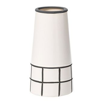 Ceramic Modern Painted Grid Tapered Flower Table Vase