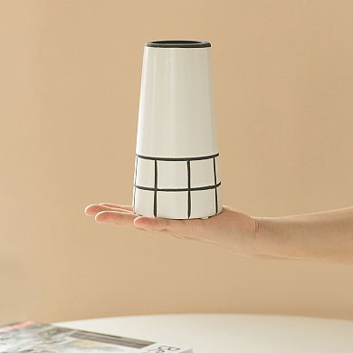 Ceramic Modern Painted Grid Tapered Flower Table Vase