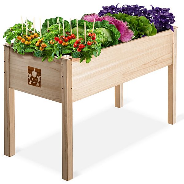 Raised Garden Bed - Elevated Wood Planter Box with Bed Liner and Legs ...