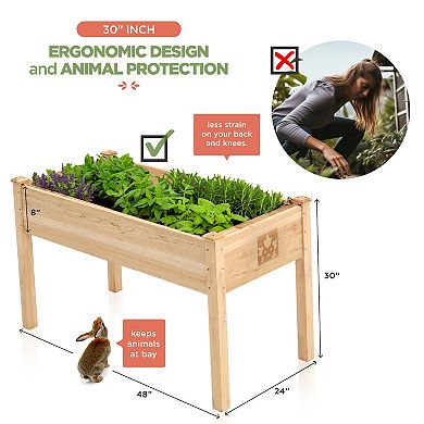 Raised Garden Bed - Elevated Wood Planter Box with Bed Liner and Legs - 200lb Capacity
