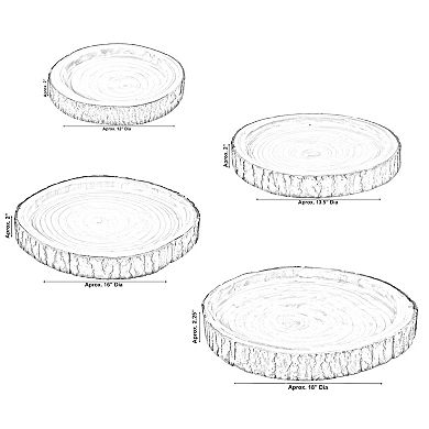 Wood Tree Bark Indented Display Tray Serving Plate Platter Charger - Set of 4