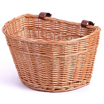 Brown Wicker Front Cargo Bike Basket - Perfect For Riders Of All Ages And Genders