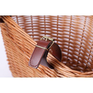 Brown Wicker Front Cargo Bike Basket - Perfect For Riders Of All Ages And Genders