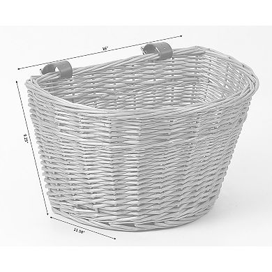 Wicker Front Bike Basket with Faux Leather Straps