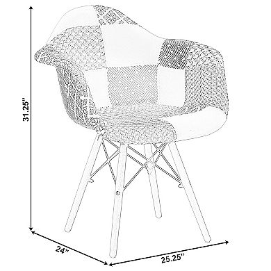 Mid-Century Modern Style Fabric Lined Armchair with Beech Wooden Legs