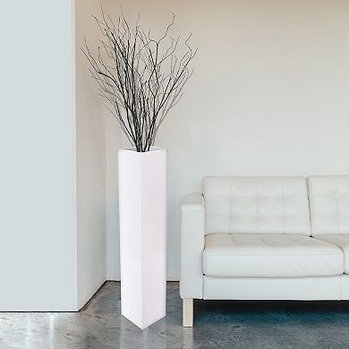 Tall Rectangular Wooden Modern Floor Vase